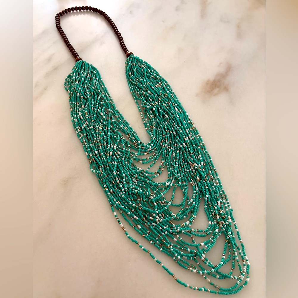 Handmade TURQUOISE Cascading multi-strand necklace